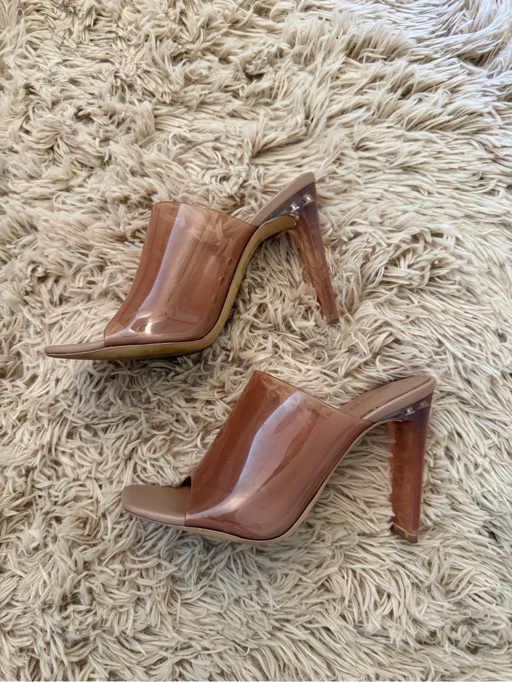 ALDO Nude Clear Block Heel Mules - Women’s Size 6